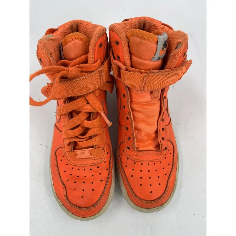 Nike Boys Air Force 1 Size 3.5Y AV7951-800 Orange Running Shoes Lace‎ Up Mid Top